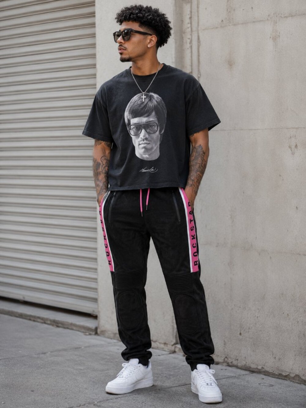 New Men's Rockstar Suede Motorcycle Sweatpants - M